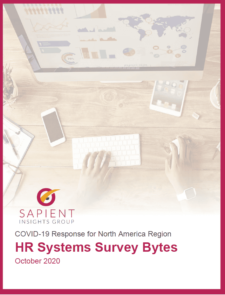 HR Systems Survey Bytes report cover featuring charts and dashboards related to HR technology and employee data analysis.