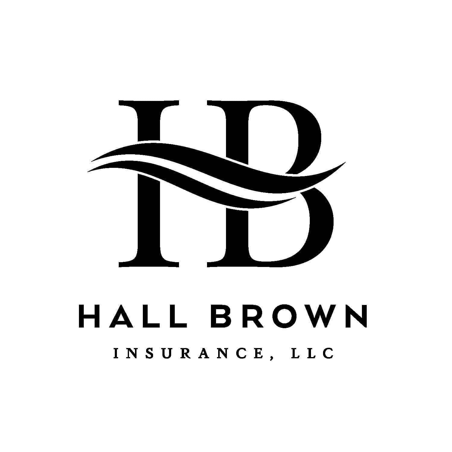 IDB Hall Brown Insurance logo with stylized "IB" initials and wave design for brand recognition.