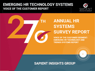 Sapient insights group logo representing HR technology and trends, company branding, and digital analytics for HR systems annual HR systems survey report cover showcasing emerging HR tech trends and insights for enterprise success The image features the Sapient Insights Group logo and the cover of their annual HR Systems Survey Report, highlighting emerging HR technology, trends, and insights to help organizations optimize their HR strategies and digital transformation efforts. relevance.
