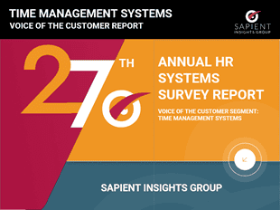 Time management systems report 2023, HR and employee productivity insights, annual HR systems survey report by Sapient Insights Group, business operations and workforce analytics, relevance.